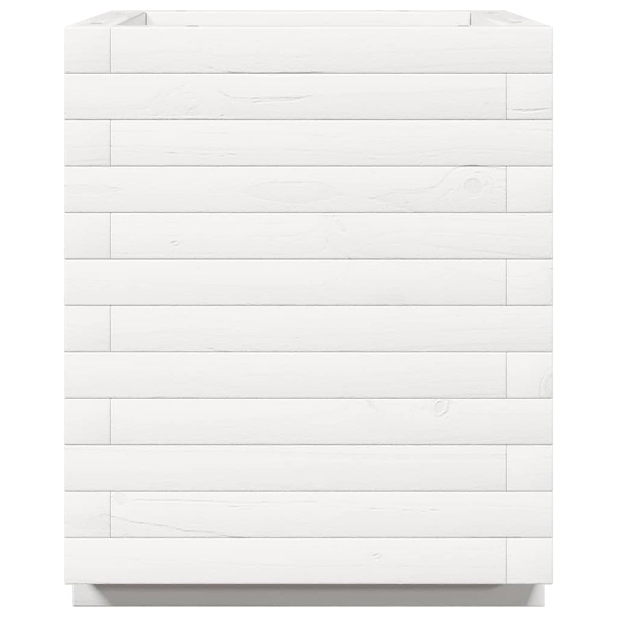 Plantenbak 40x40x49,5 cm massief grenenhout wit