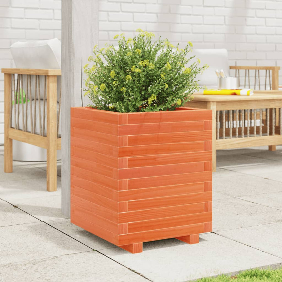 Plantenbak 40x40x49,5 cm massief grenenhout wasbruin