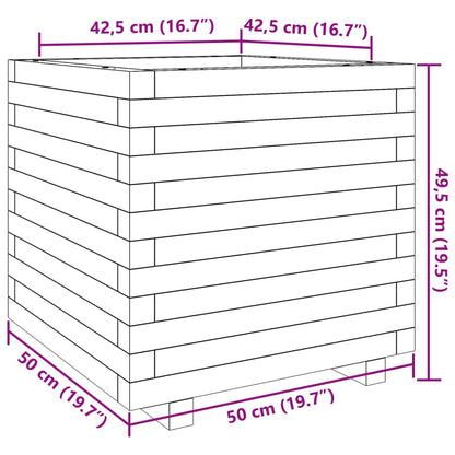 Plantenbak 50x50x49,5 cm massief grenenhout wit