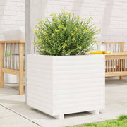 Plantenbak massief grenenhout 50x50x49,5 cm wit