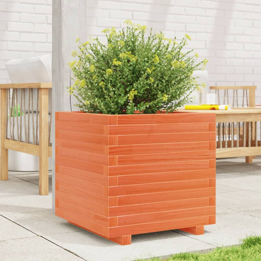 Plantenbak 50x50x49,5 cm massief grenenhout wasbruin