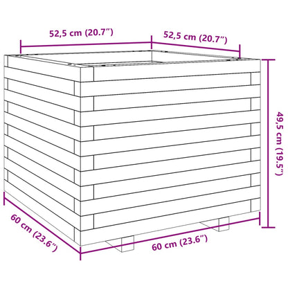 Plantenbak 60x60x49,5 cm massief grenenhout wasbruin