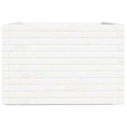 Plantenbak 70x70x49,5 cm massief grenenhout wit