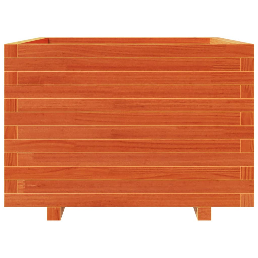 Plantenbak 70x70x49,5 cm massief grenenhout wasbruin