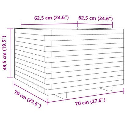 Plantenbak 70x70x49,5 cm massief grenenhout wasbruin