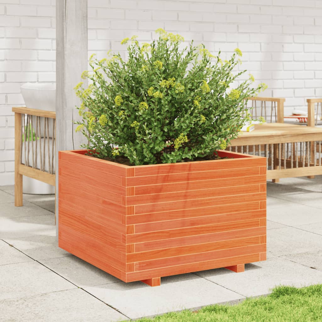 Plantenbak 70x70x49,5 cm massief grenenhout wasbruin