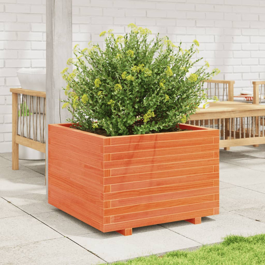 Plantenbak 70x70x49,5 cm massief grenenhout wasbruin