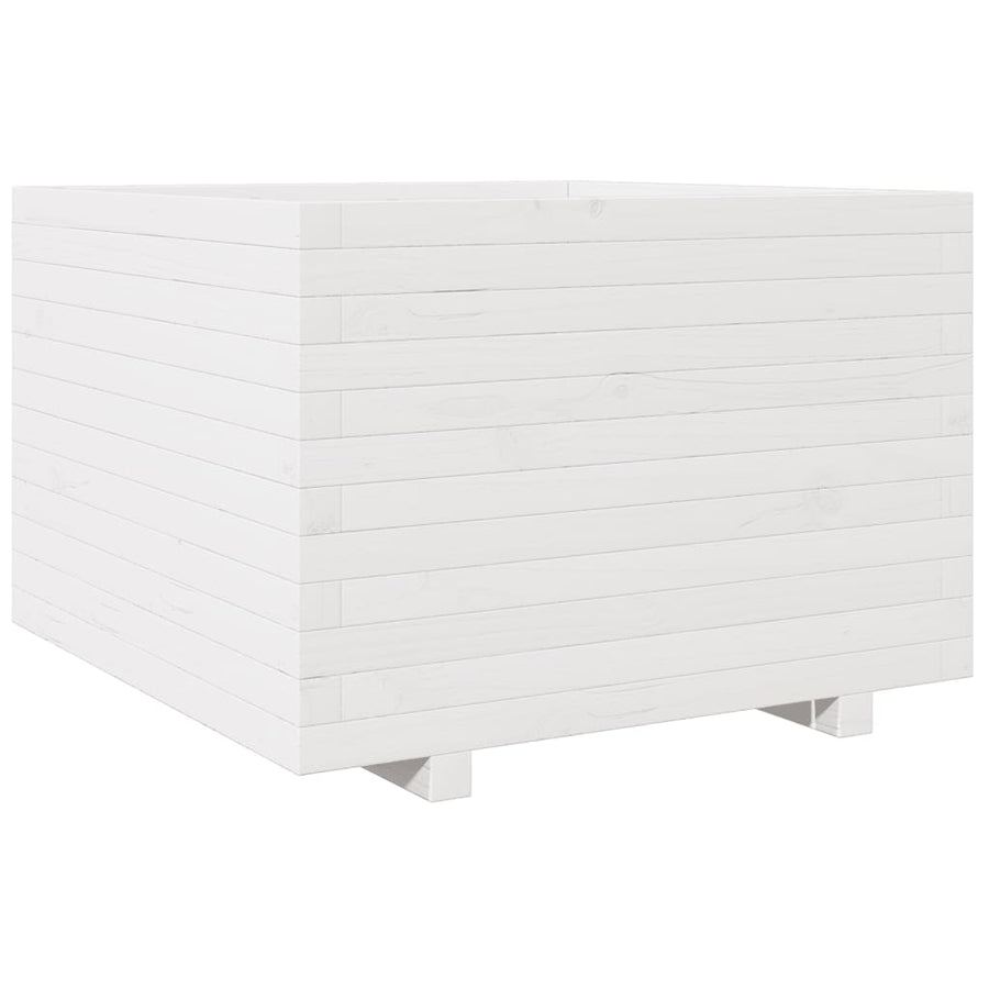 Plantenbak 80x80x49,5 cm massief grenenhout wit