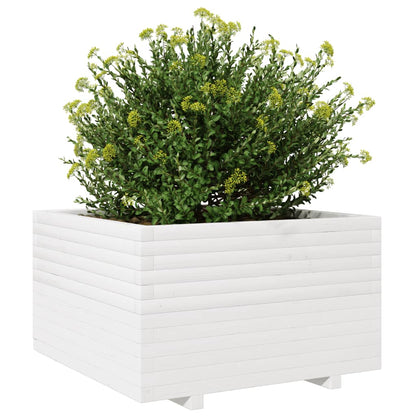 Plantenbak 80x80x49,5 cm massief grenenhout wit