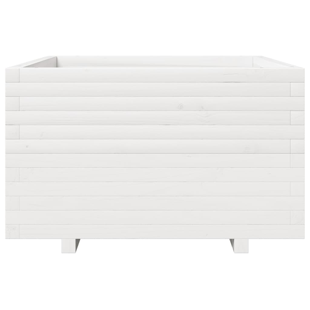 Plantenbak 80x80x49,5 cm massief grenenhout wit