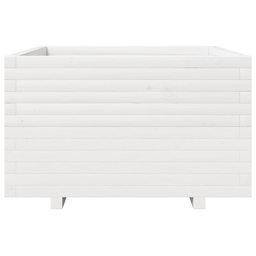 Plantenbak 80x80x49,5 cm massief grenenhout wit