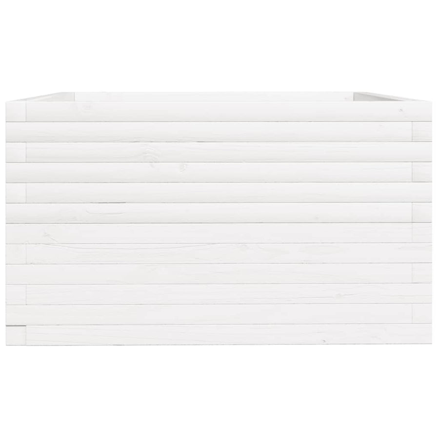 Plantenbak 80x80x49,5 cm massief grenenhout wit