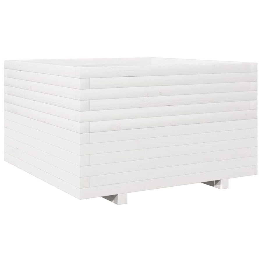 Plantenbak 80x80x49,5 cm massief grenenhout wit