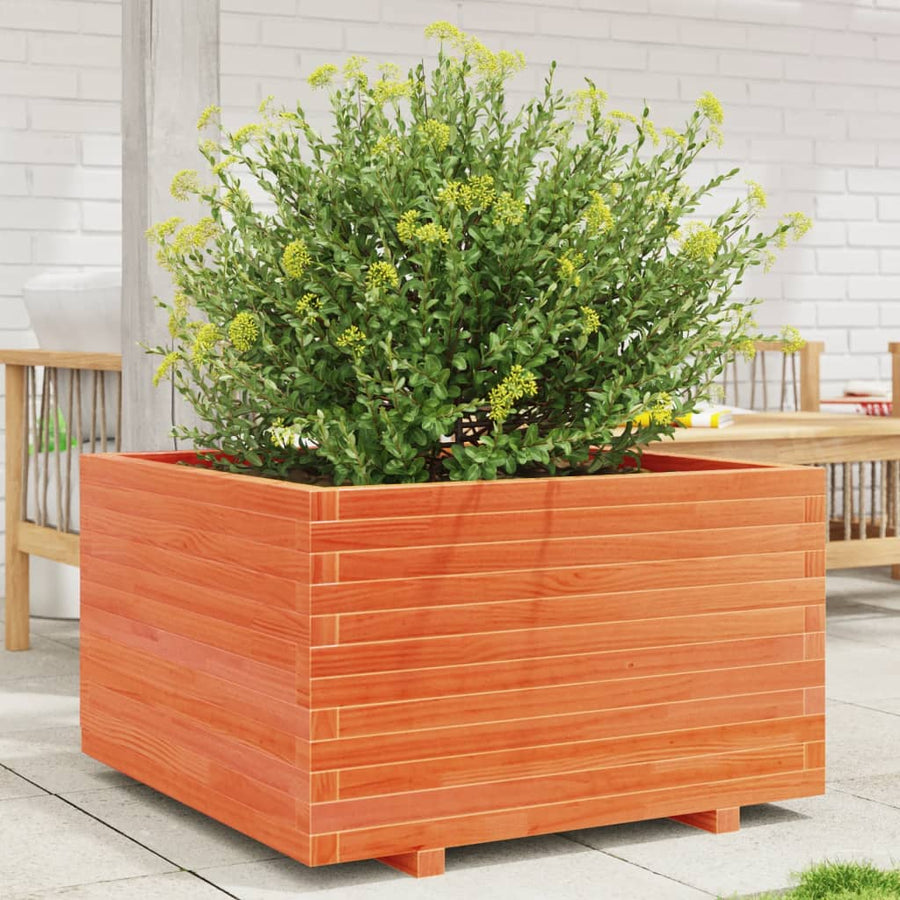 Plantenbak 80x80x49,5 cm massief grenenhout wasbruin