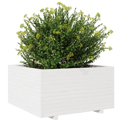 Plantenbak 90x90x49,5 cm massief grenenhout wit