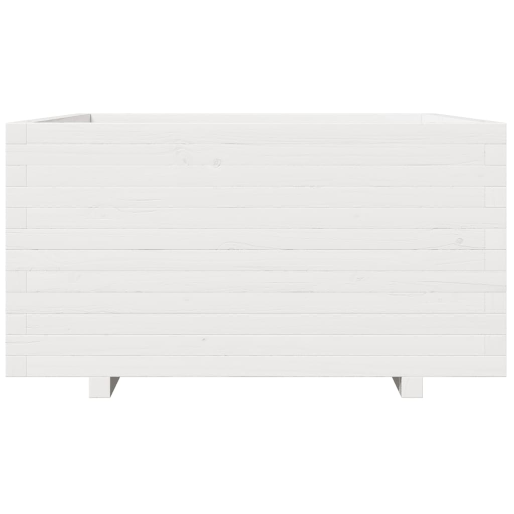 Plantenbak 90x90x49,5 cm massief grenenhout wit