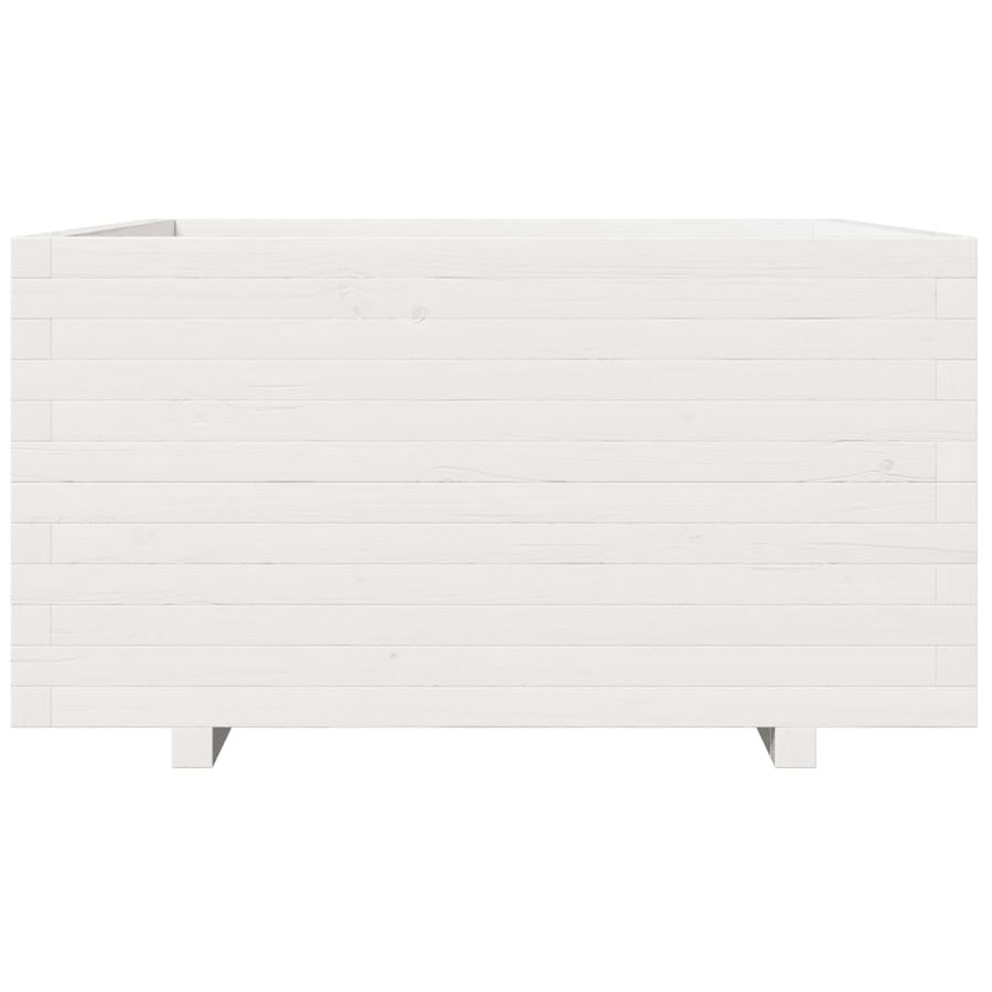 Plantenbak 90x90x49,5 cm massief grenenhout wit