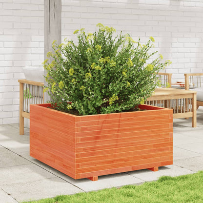 Plantenbak 90x90x49,5 cm massief grenenhout wasbruin