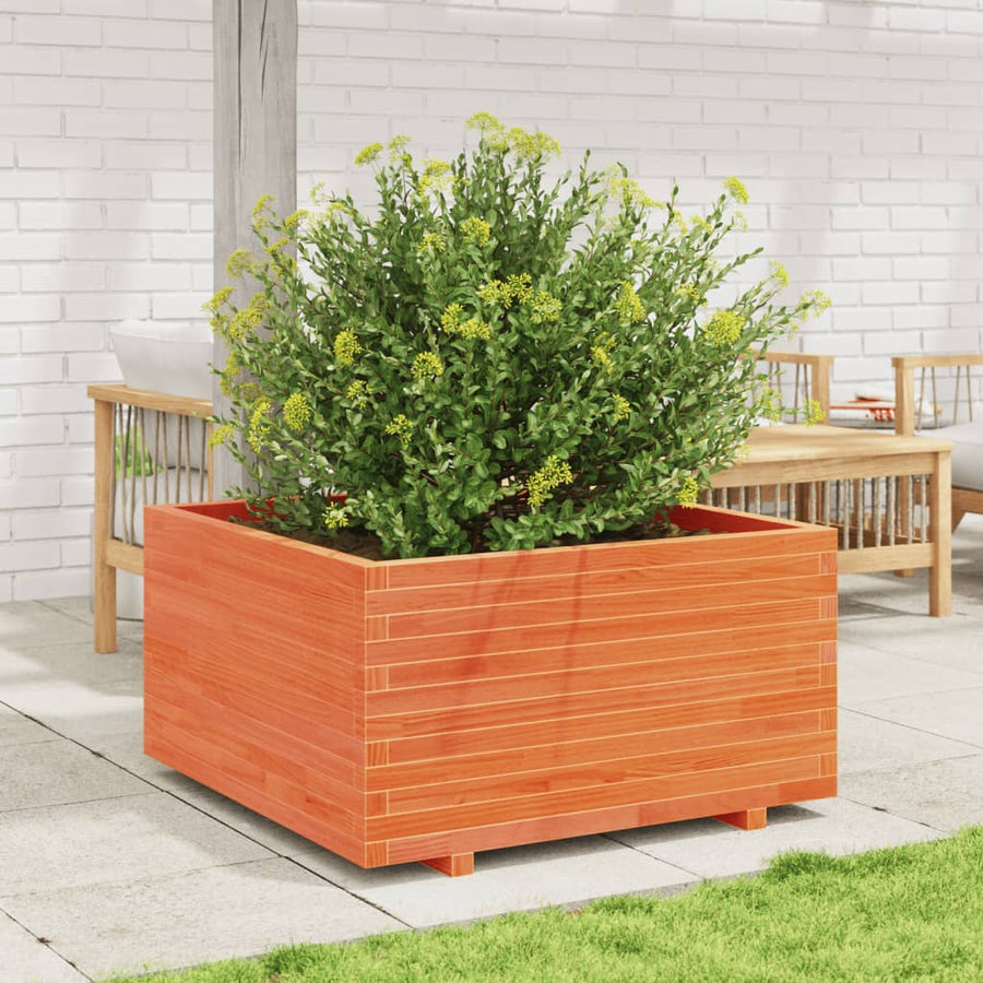 Plantenbak 90x90x49,5 cm massief grenenhout wasbruin
