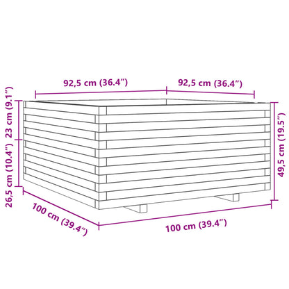 Plantenbak 100x100x49,5 cm massief grenenhout wit