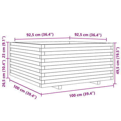Plantenbak 100x100x49,5 cm massief grenenhout wasbruin