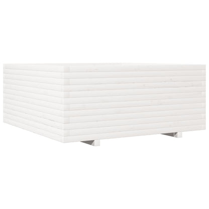 Plantenbak 110x110x49,5 cm massief grenenhout wit
