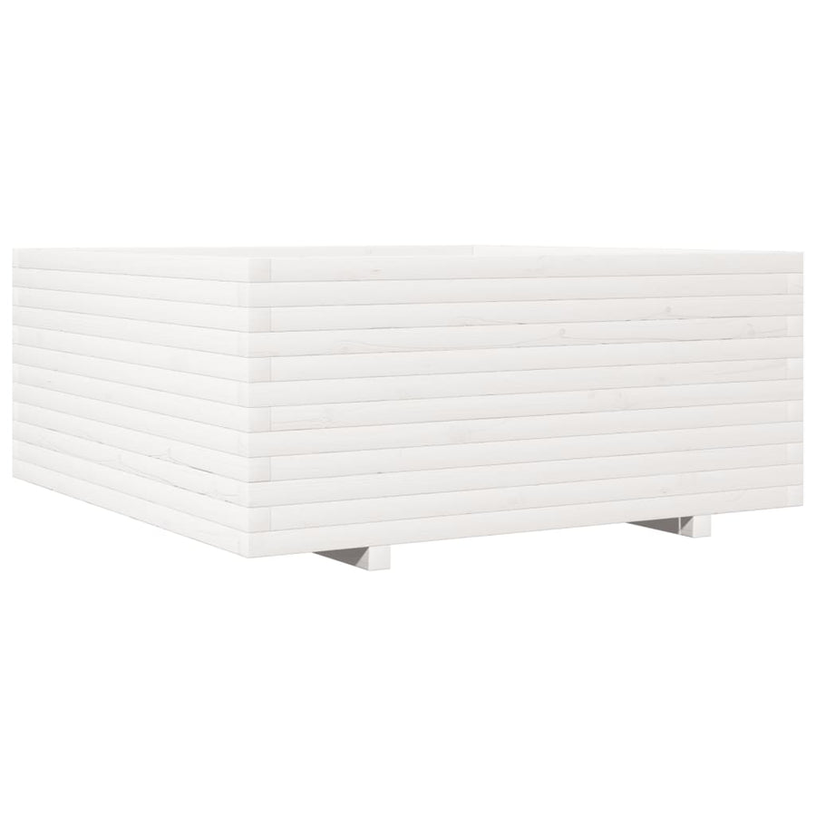 Plantenbak 110x110x49,5 cm massief grenenhout wit