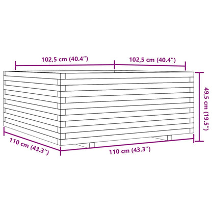 Plantenbak 110x110x49,5 cm massief grenenhout wit