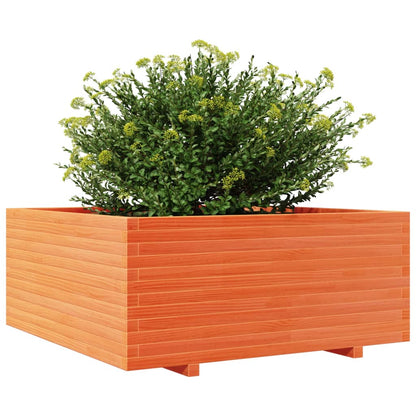Plantenbak 110x110x49,5 cm massief grenenhout wasbruin