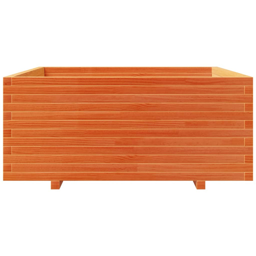 Plantenbak 110x110x49,5 cm massief grenenhout wasbruin