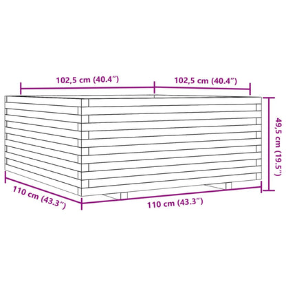 Plantenbak 110x110x49,5 cm massief grenenhout wasbruin