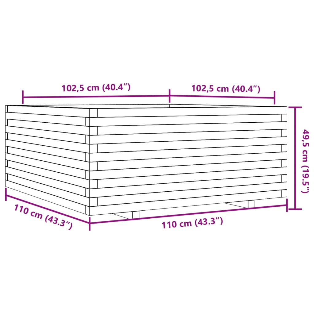 Plantenbak 110x110x49,5 cm massief douglashout