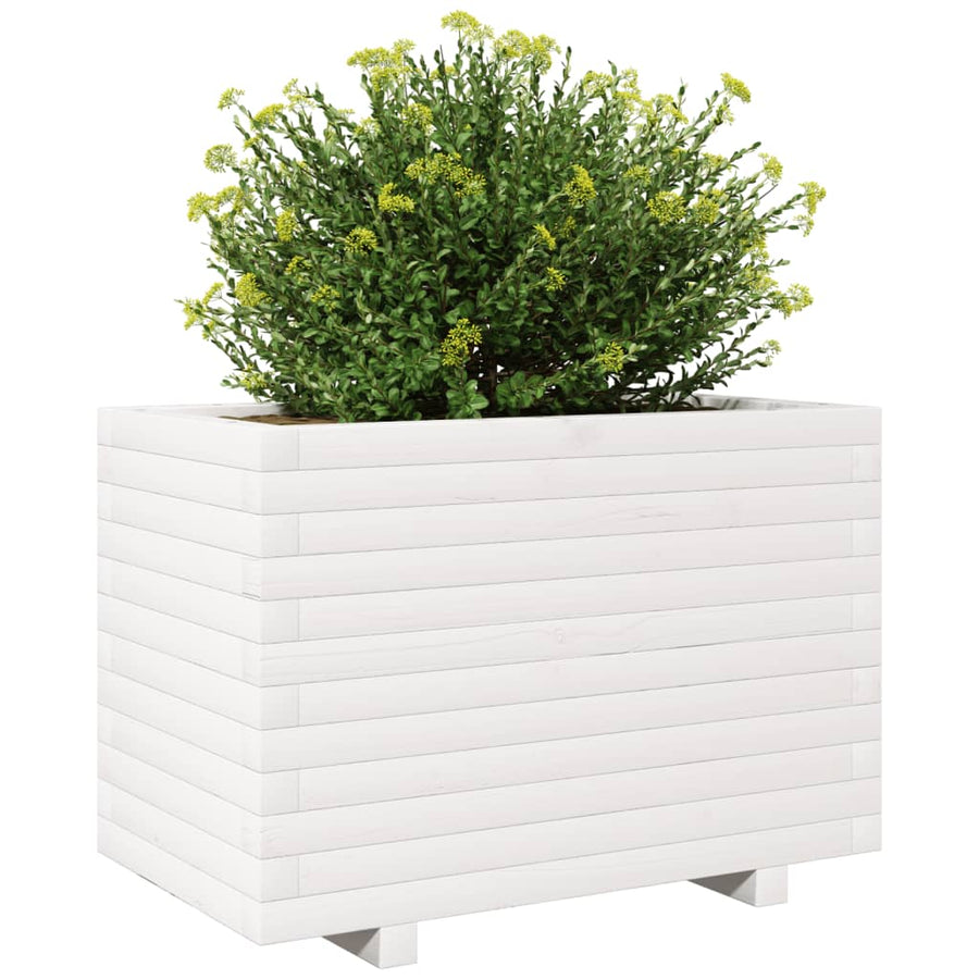 Plantenbak 70x40x49,5 cm massief grenenhout wit