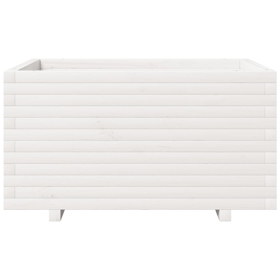 Plantenbak 90x60x49,5 cm massief grenenhout wit