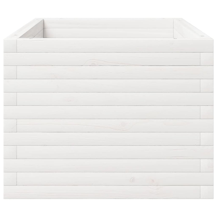 Plantenbak 90x60x49,5 cm massief grenenhout wit