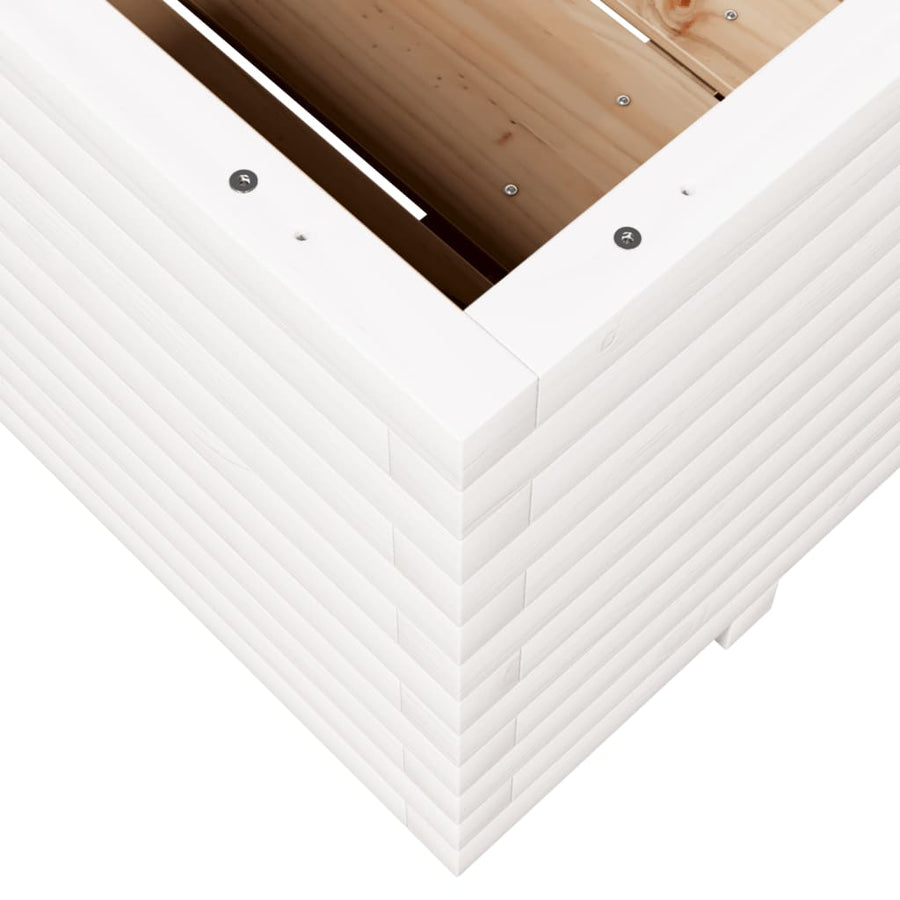 Plantenbak 90x60x49,5 cm massief grenenhout wit