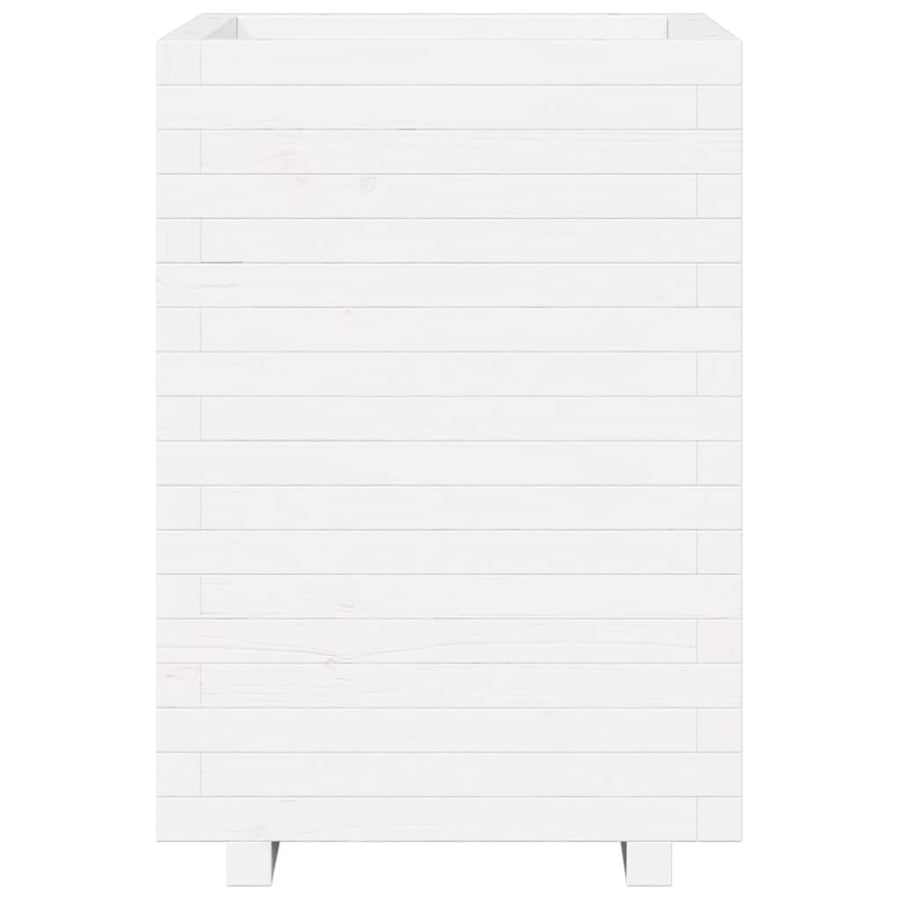 Plantenbak 50x50x72,5 cm massief grenenhout wit