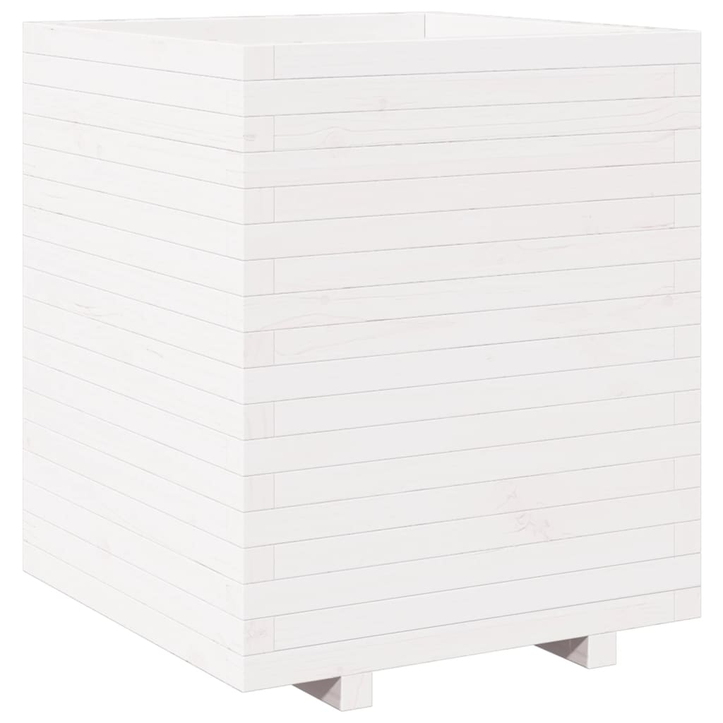 Plantenbak 60x60x72,5 cm massief grenenhout wit