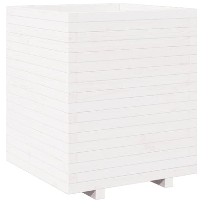 Plantenbak 60x60x72,5 cm massief grenenhout wit