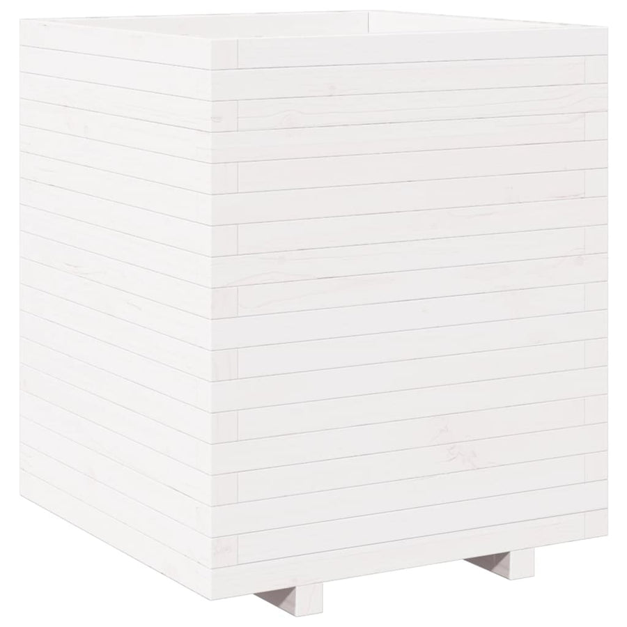 Plantenbak 60x60x72,5 cm massief grenenhout wit
