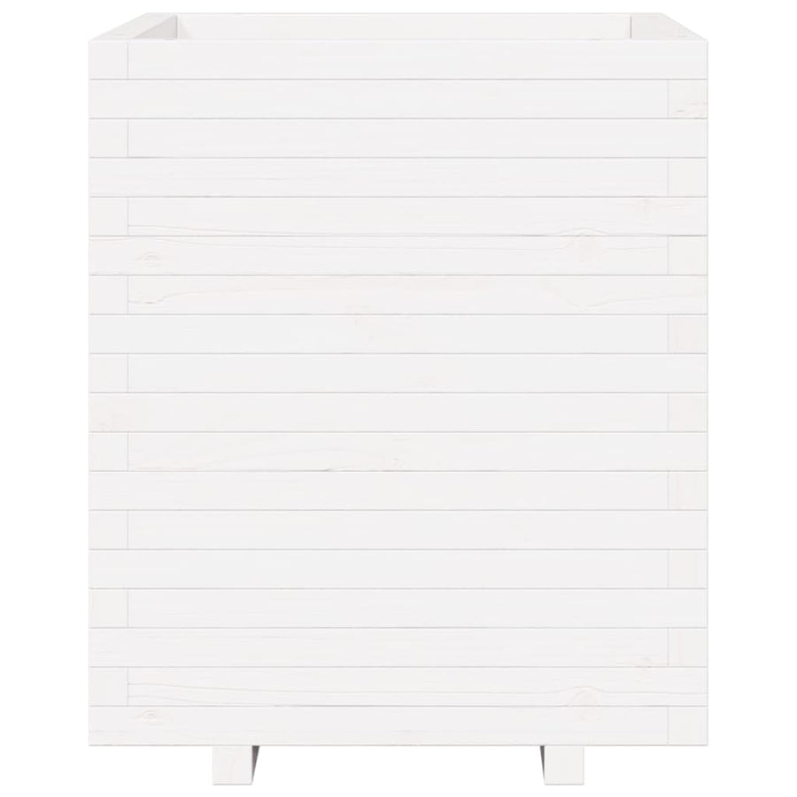 Plantenbak 60x60x72,5 cm massief grenenhout wit
