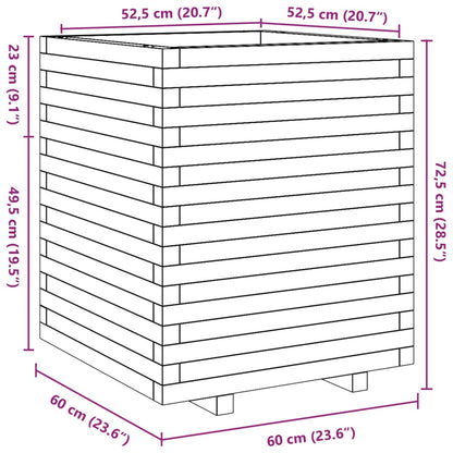 Plantenbak 60x60x72,5 cm massief grenenhout wit