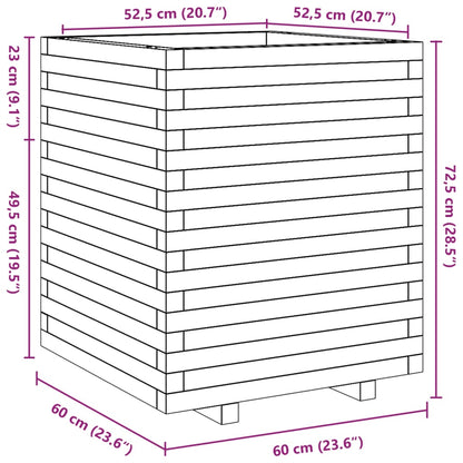 Plantenbak 60x60x72,5 cm massief grenenhout wasbruin