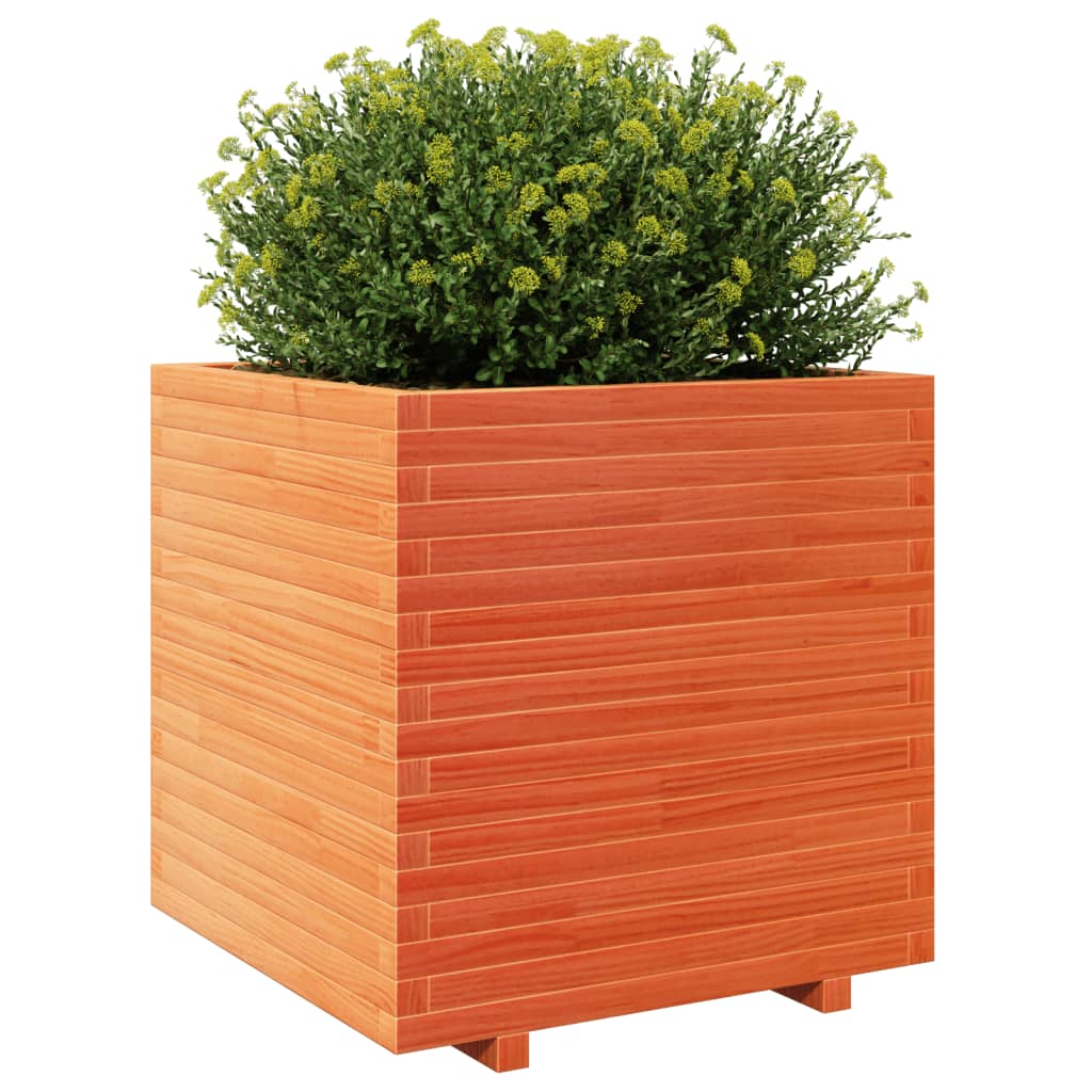 Plantenbak 70x70x72,5 cm massief grenenhout wasbruin