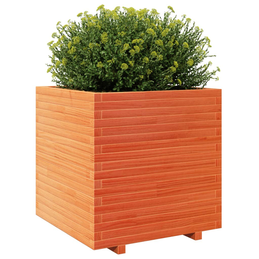 Plantenbak 70x70x72,5 cm massief grenenhout wasbruin