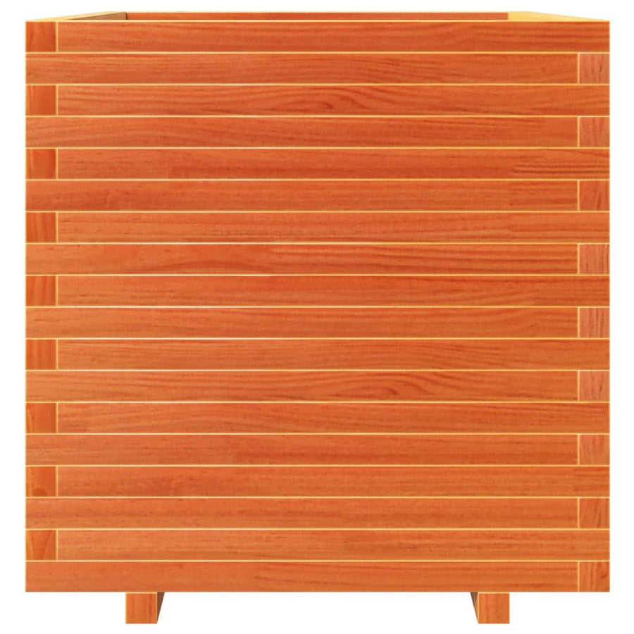 Plantenbak 70x70x72,5 cm massief grenenhout wasbruin