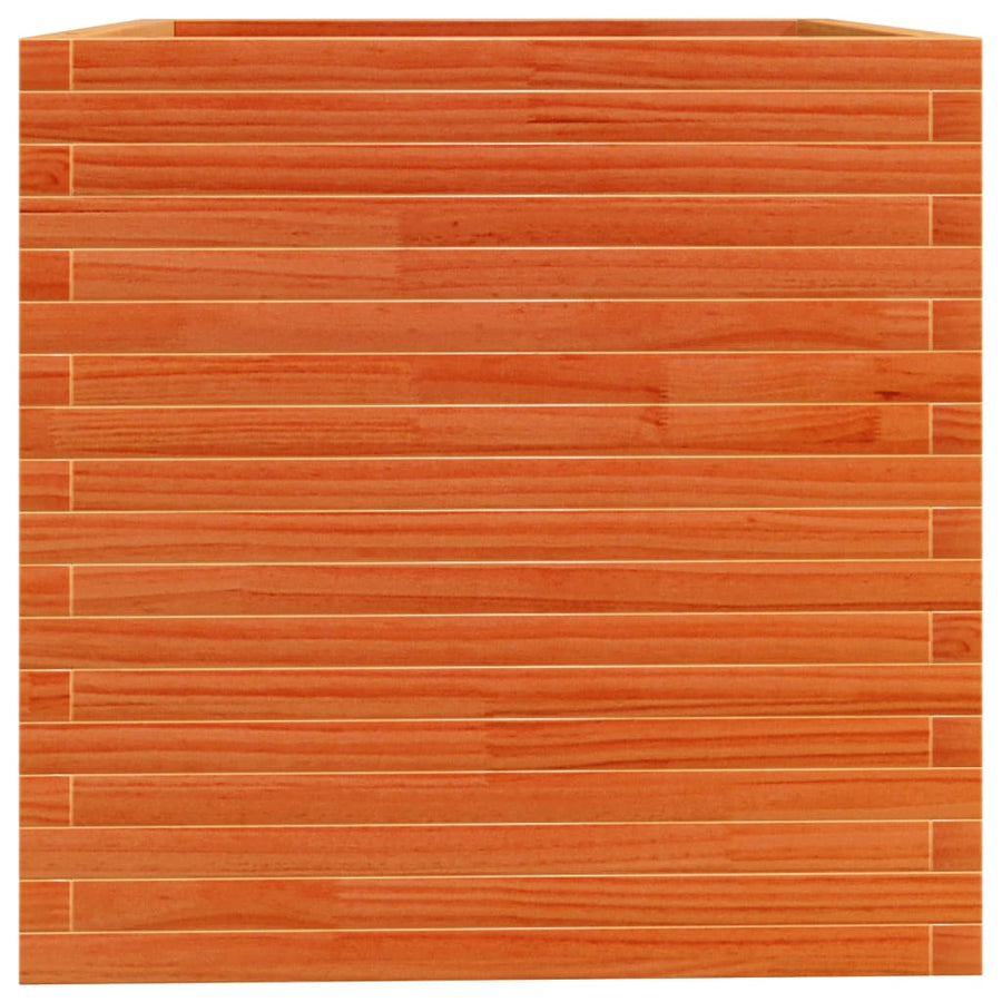 Plantenbak 70x70x72,5 cm massief grenenhout wasbruin