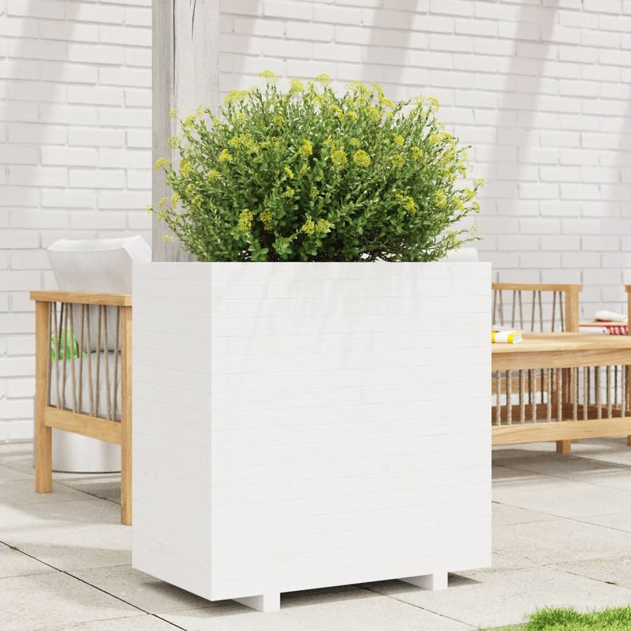 Plantenbak 70x40x72,5 cm massief grenenhout wit