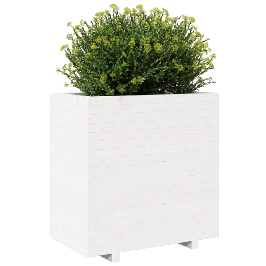 Plantenbak 70x40x72,5 cm massief grenenhout wit