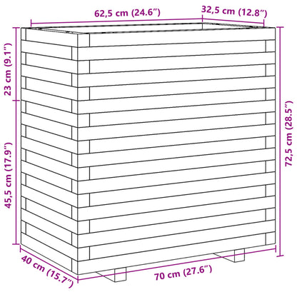 Plantenbak 70x40x72,5 cm massief grenenhout wit